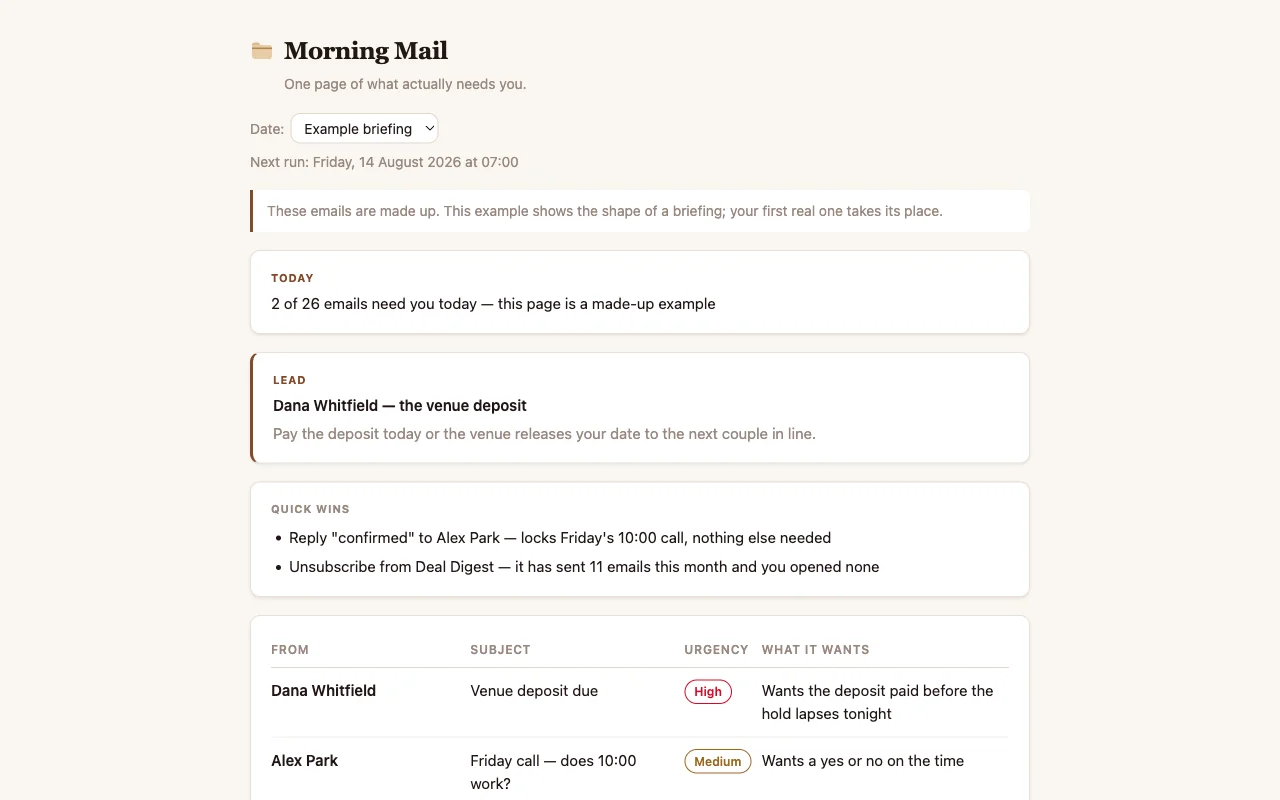 Morning Mail app preview
