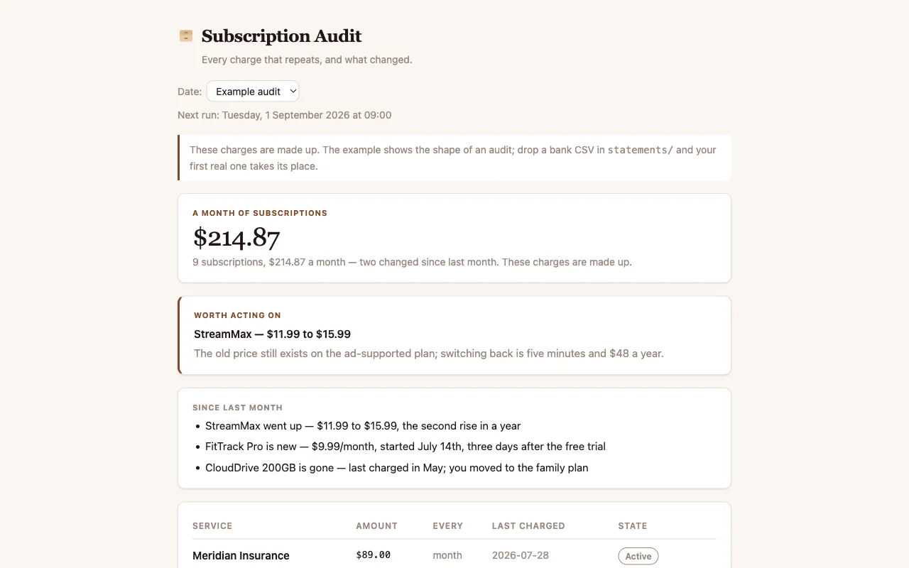 Subscription Audit app preview